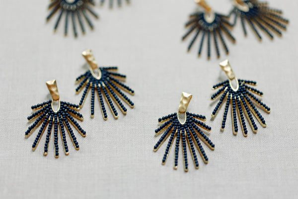 Navy Sunburst Earrings
