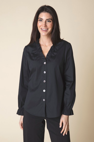 Perfect Travel Ruched Collar Top