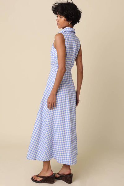 Gene Gingham Button-Front Maxi Dress