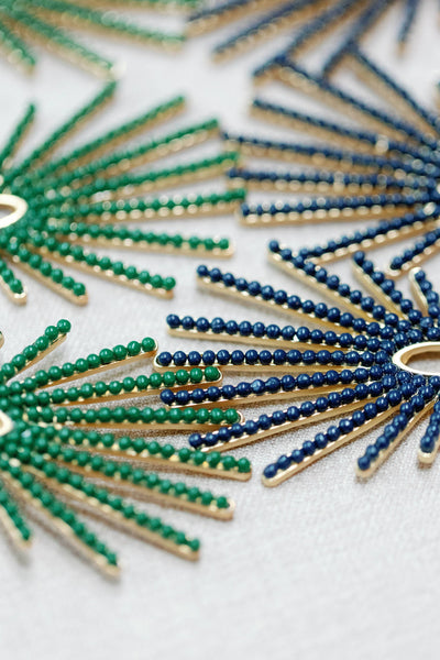 Olive Sunburst Drop Earrings