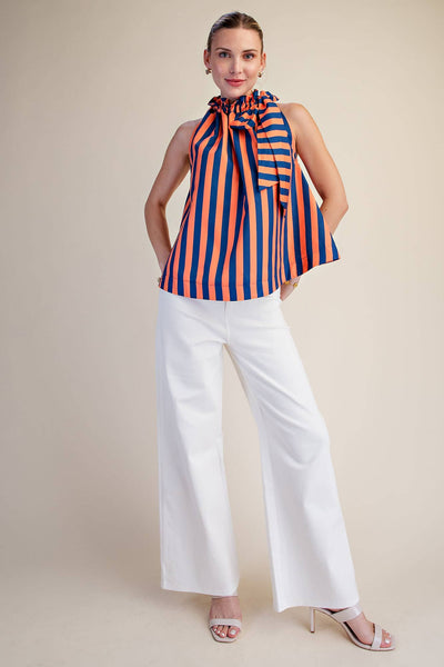 Olivia Ruffle Neck Charcoal/Navy
