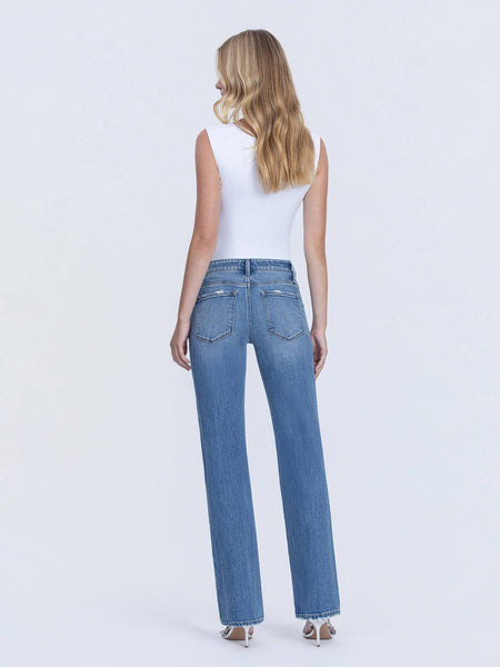 Mid Rise Straight Leg Jeans