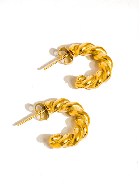 Brume Non-Tarnish Braided C Hoop Earring