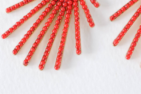 Red Sunburst Earrings