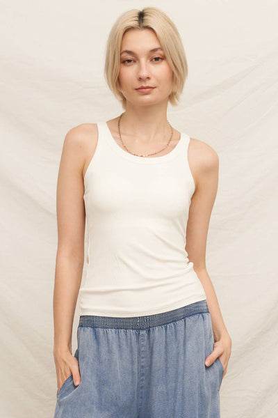 White Scoop Neck Tank