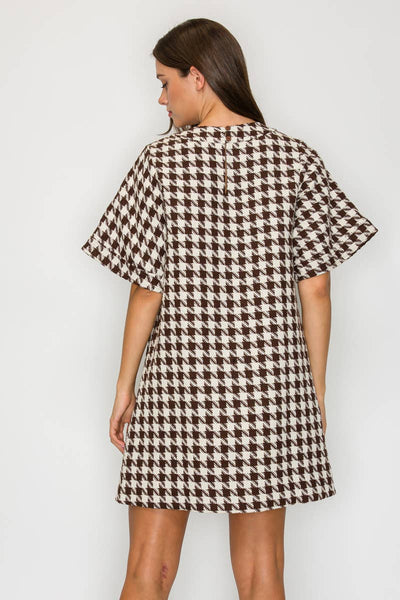 Mocha Houndstooth Dress