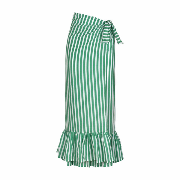 Sunshine Tienda-Green and White Stripe Vienna Sarong