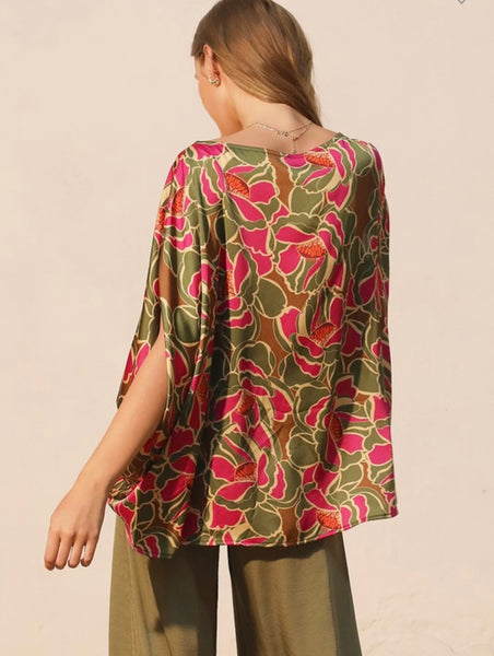 Olive Bloom Caftan Top