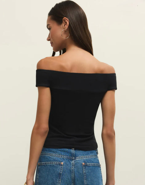 Z Supply Second Skin Off Shoulder Top Black