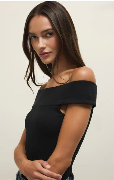 Z Supply Second Skin Off Shoulder Top Black