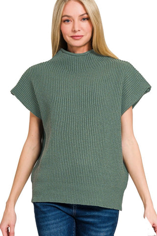 Vanessa Mock Neck Sweater in Soft Jade