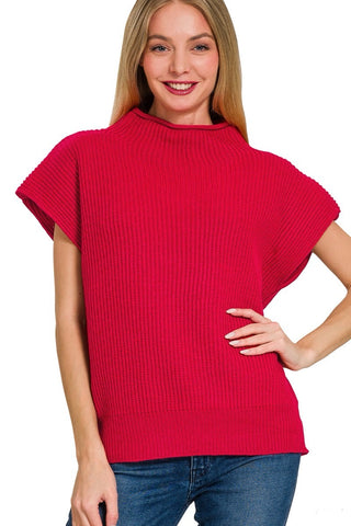 Candace Mock Neck Sweater in Ruby