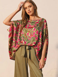 Olive Bloom Caftan Top