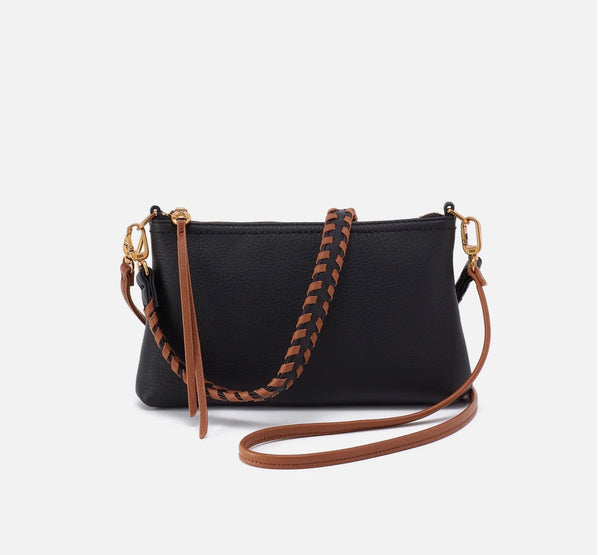 Hobo Darcy Crossbody in Black and Tan Pebbled Leather