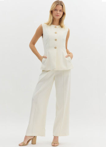 Ecru Straight Leg Pants