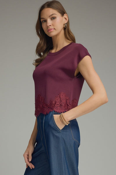 Burgundy Lace Hem Top Arriving Next Week