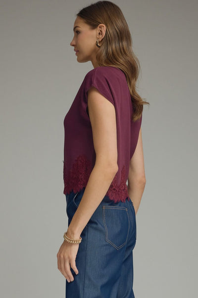 Burgundy Lace Hem Top Arriving Next Week