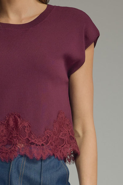 Burgundy Lace Hem Top Arriving Next Week