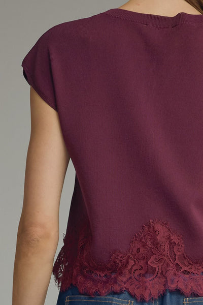 Burgundy Lace Hem Top Arriving Next Week
