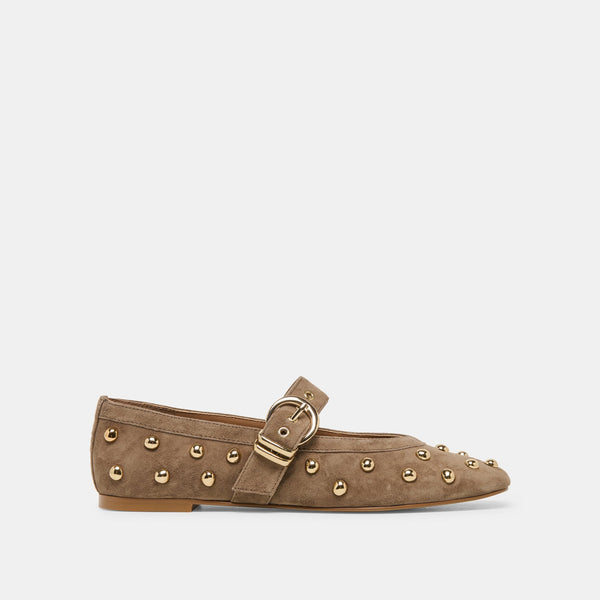 Dolce Vita Mikel Stud Ballet Flats Olive Suede :: Monday Delivery