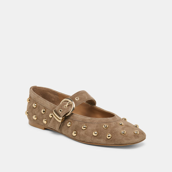 Dolce Vita Mikel Stud Ballet Flats Olive Suede :: Monday Delivery