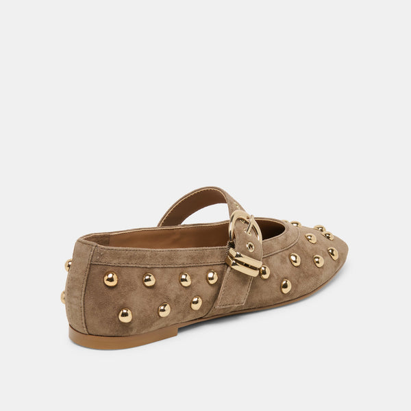 Dolce Vita Mikel Stud Ballet Flats Olive Suede :: Monday Delivery