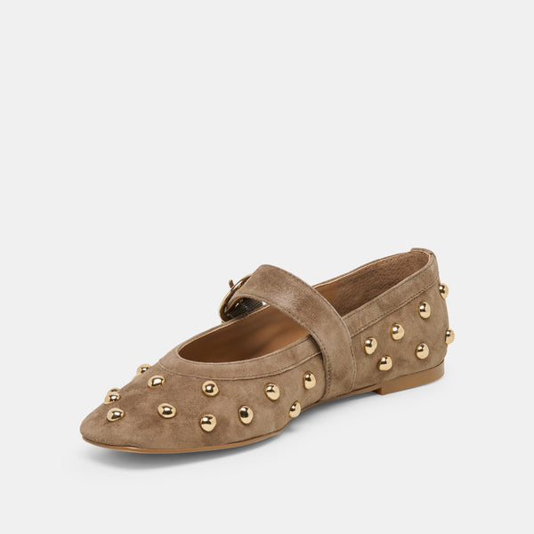 Dolce Vita Mikel Stud Ballet Flats Olive Suede :: Monday Delivery