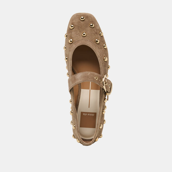 Dolce Vita Mikel Stud Ballet Flats Olive Suede :: Monday Delivery
