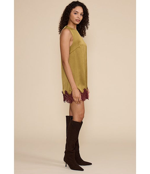 Roxy Satin Lace Hem Mini Dress