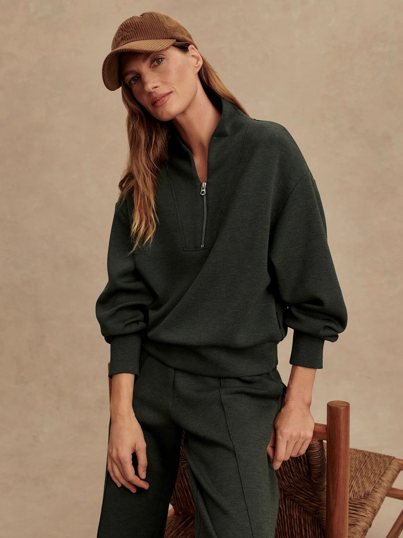 Varley Davidson Sweatshirt in  Olive Marl