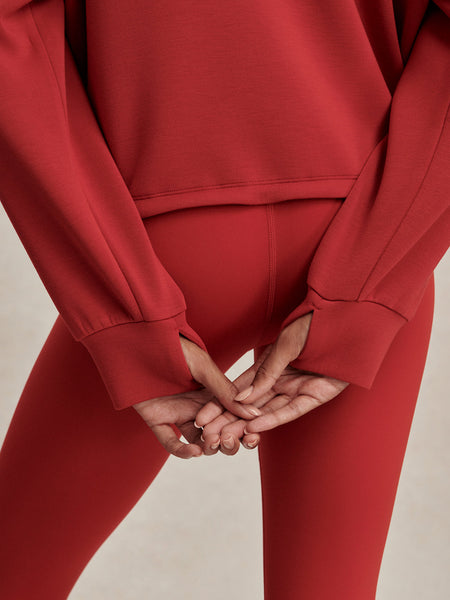 Varley Sian Cropped Half-Zip Midlayer in Lava Falls