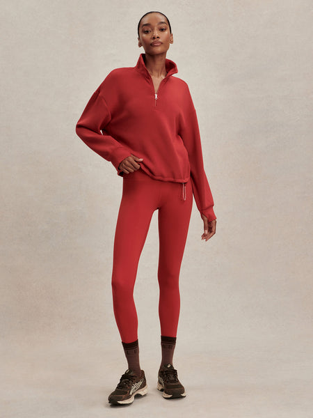 Varley Sian Cropped Half-Zip Midlayer in Lava Falls