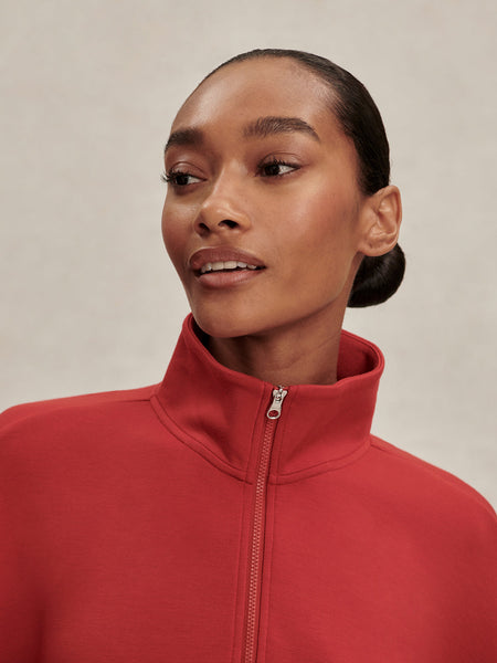 Varley Sian Cropped Half-Zip Midlayer in Lava Falls