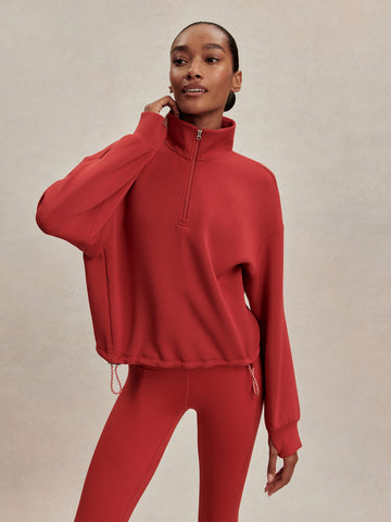 Varley Sian Cropped Half-Zip Midlayer in Lava Falls