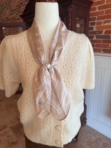 Beige Pearl Paisley Scarf