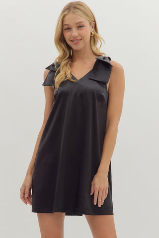 Black Bow Shoulder Dress