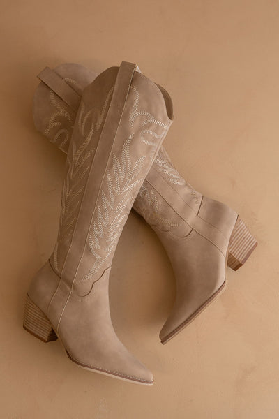 The Samara Cedar Wood | Embroidered Western Tall Boot