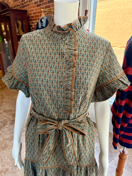 Lena Dress Amber Leaf Jacquard