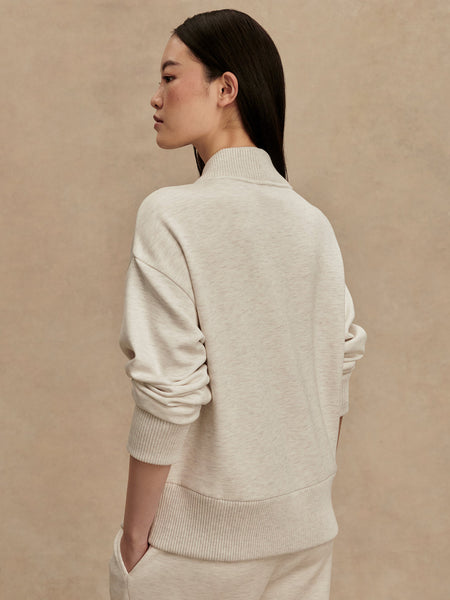 Varley Sally Half Zip Sweat in Ivory Marl