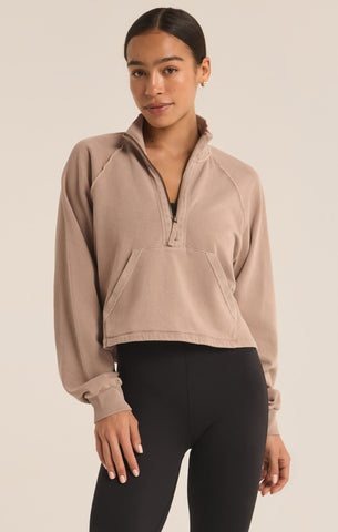 On The Run Half Zip Sweatshirt :: Latte