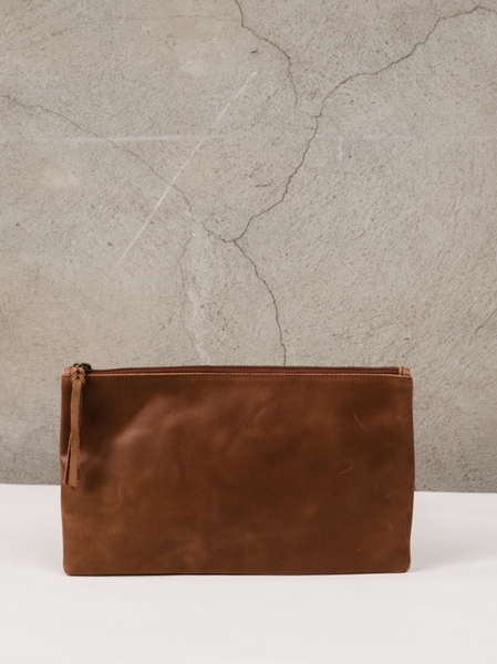 ABLE Marlow Leather Clutch  Whiskey