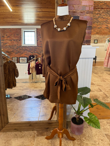 Glam Cocoa Satin Dress
