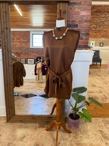 Glam Cocoa Satin Dress