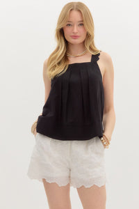 Black Scalloped Tank