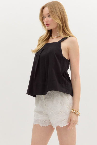 Black Scalloped Tank