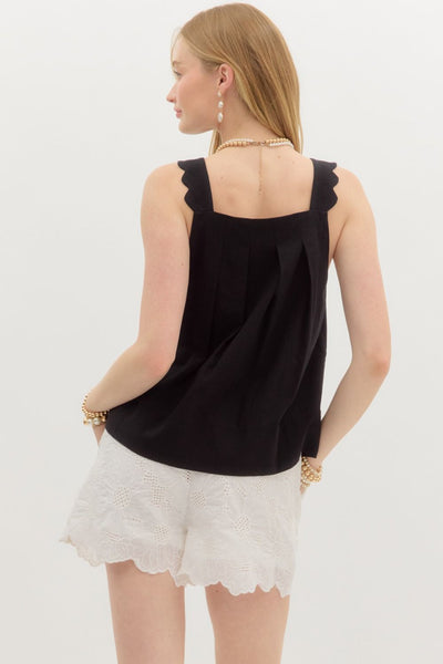 Black Scalloped Tank