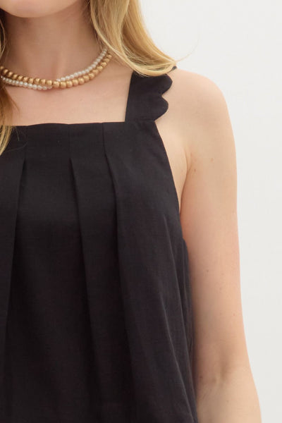 Black Scalloped Tank