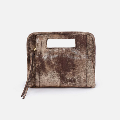 HOBO Ace Clutch in Cocoa Platinum