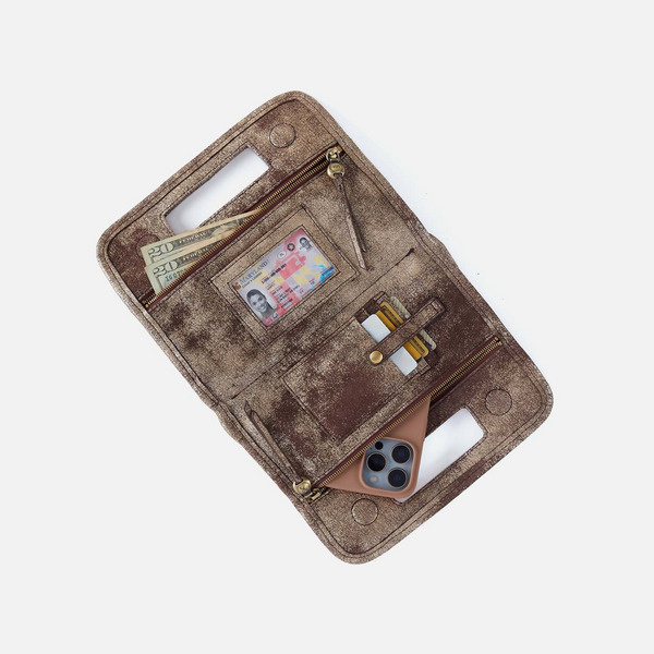 HOBO Ace Clutch in Cocoa Platinum