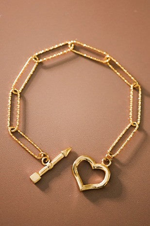 18k Non-tarnish Chain Bracelet with Heart